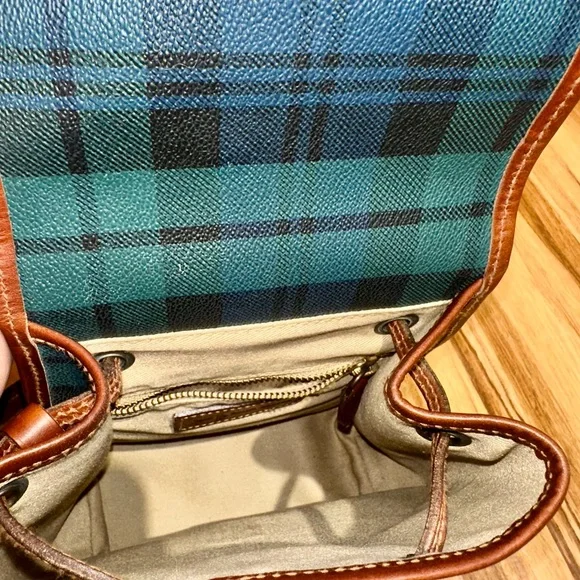 Vintage Polo Ralph Lauren BlueGreen Plaid Leather-Trimming